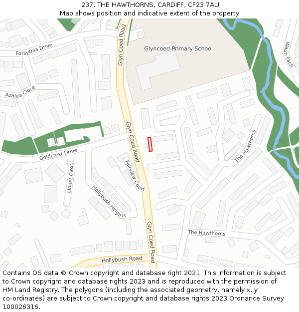 237, THE HAWTHORNS, CARDIFF, CF23 7AU: Location map and indicative extent of plot