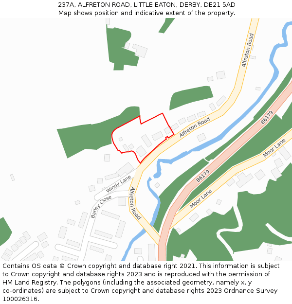 237A, ALFRETON ROAD, LITTLE EATON, DERBY, DE21 5AD: Location map and indicative extent of plot