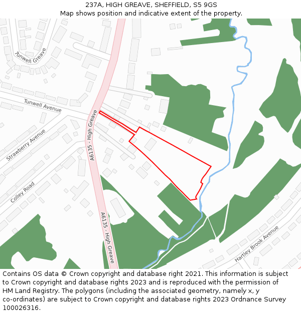237A, HIGH GREAVE, SHEFFIELD, S5 9GS: Location map and indicative extent of plot
