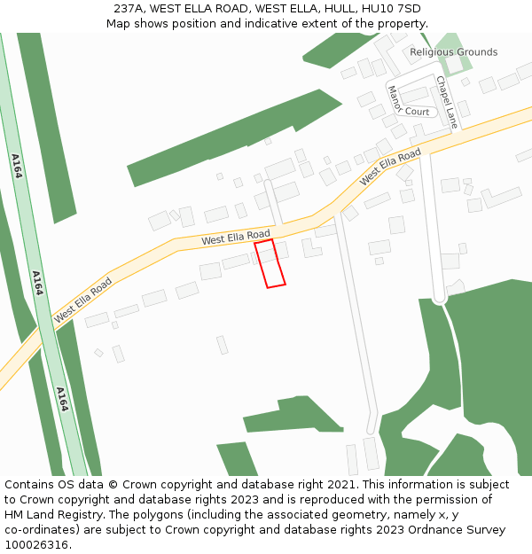 237A, WEST ELLA ROAD, WEST ELLA, HULL, HU10 7SD: Location map and indicative extent of plot