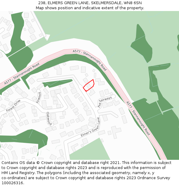 238, ELMERS GREEN LANE, SKELMERSDALE, WN8 6SN: Location map and indicative extent of plot