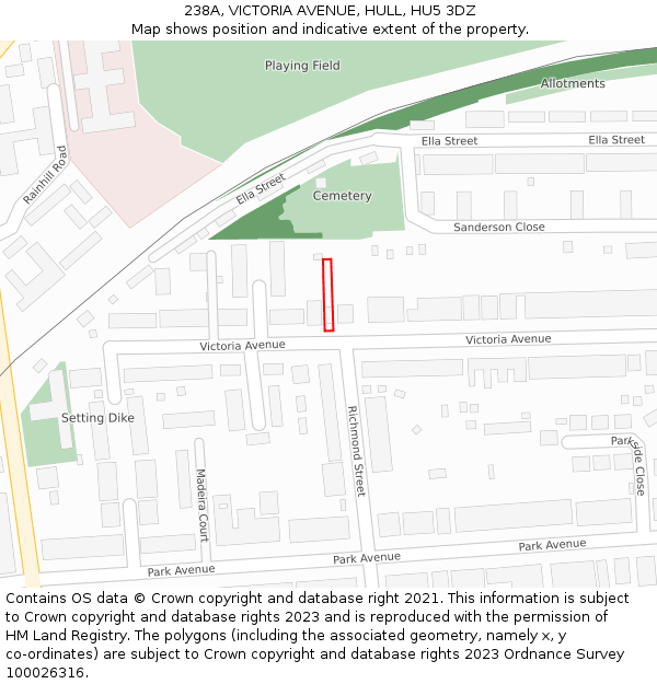 238A, VICTORIA AVENUE, HULL, HU5 3DZ: Location map and indicative extent of plot