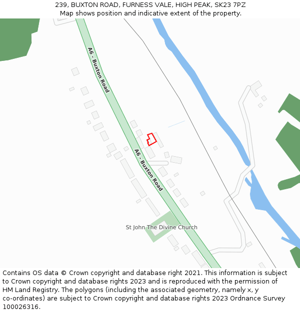 239, BUXTON ROAD, FURNESS VALE, HIGH PEAK, SK23 7PZ: Location map and indicative extent of plot