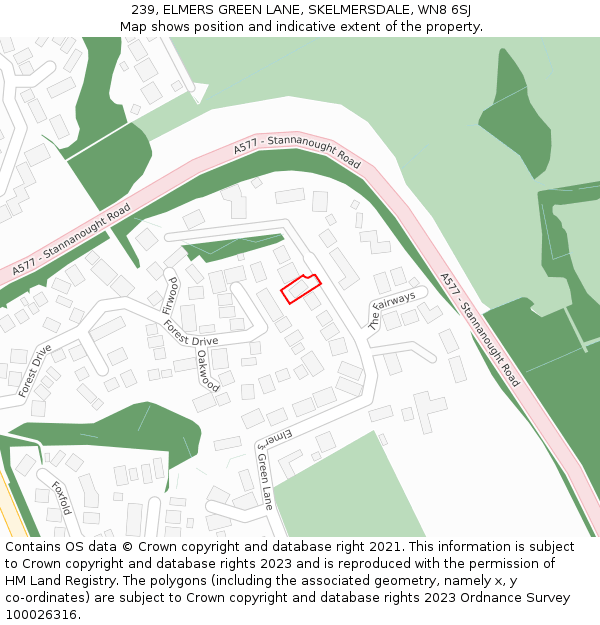 239, ELMERS GREEN LANE, SKELMERSDALE, WN8 6SJ: Location map and indicative extent of plot