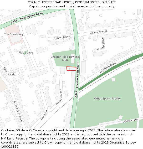 239A, CHESTER ROAD NORTH, KIDDERMINSTER, DY10 1TE: Location map and indicative extent of plot