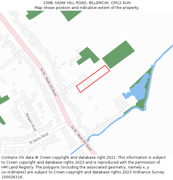 239B, NOAK HILL ROAD, BILLERICAY, CM12 9UN: Location map and indicative extent of plot