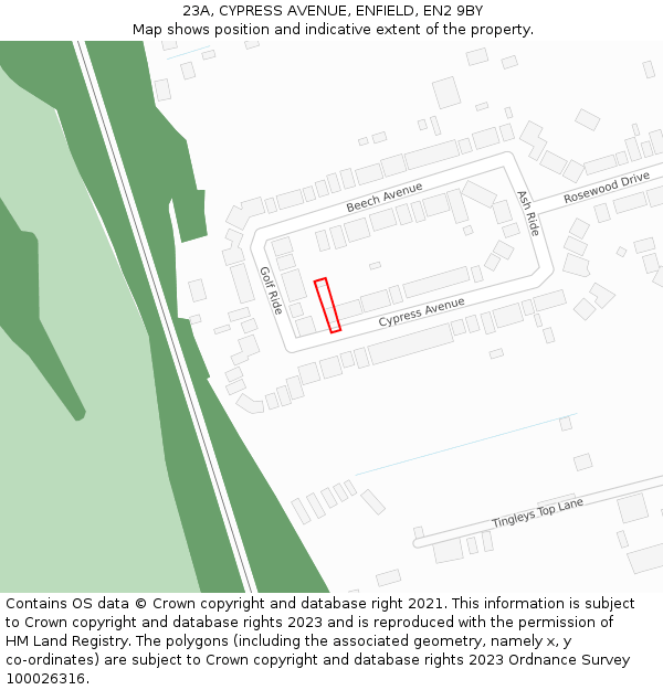 23A, CYPRESS AVENUE, ENFIELD, EN2 9BY: Location map and indicative extent of plot