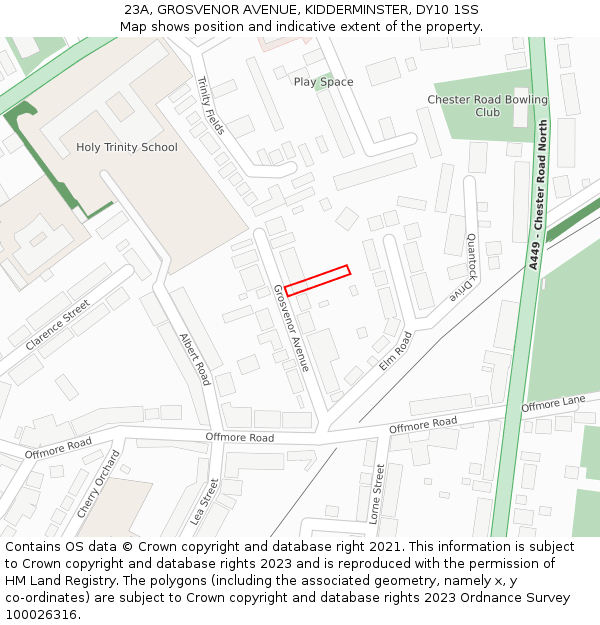 23A, GROSVENOR AVENUE, KIDDERMINSTER, DY10 1SS: Location map and indicative extent of plot