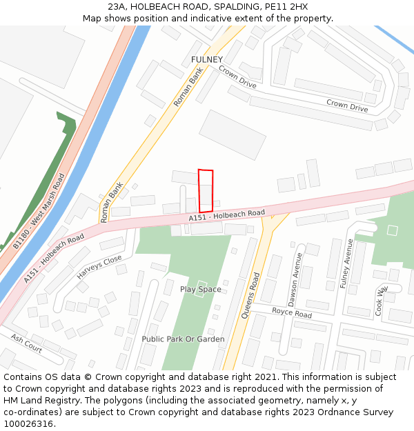 23A, HOLBEACH ROAD, SPALDING, PE11 2HX: Location map and indicative extent of plot