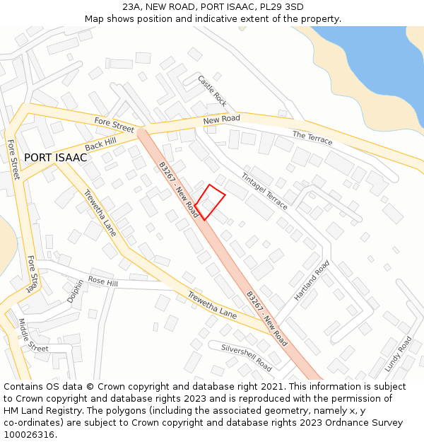 23A, NEW ROAD, PORT ISAAC, PL29 3SD: Location map and indicative extent of plot