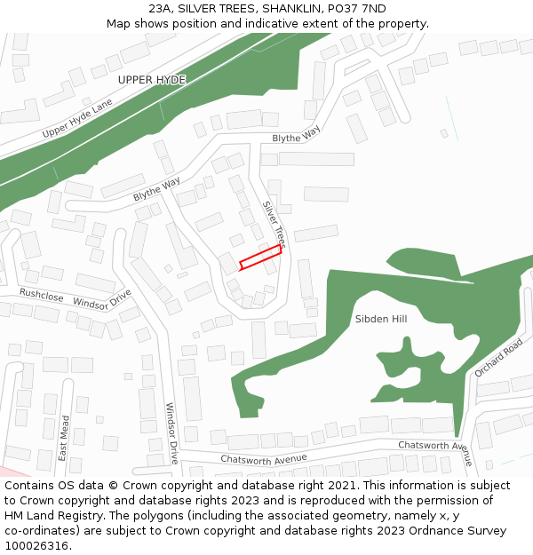 23A, SILVER TREES, SHANKLIN, PO37 7ND: Location map and indicative extent of plot