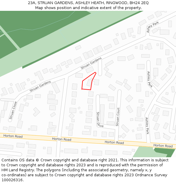 23A, STRUAN GARDENS, ASHLEY HEATH, RINGWOOD, BH24 2EQ: Location map and indicative extent of plot