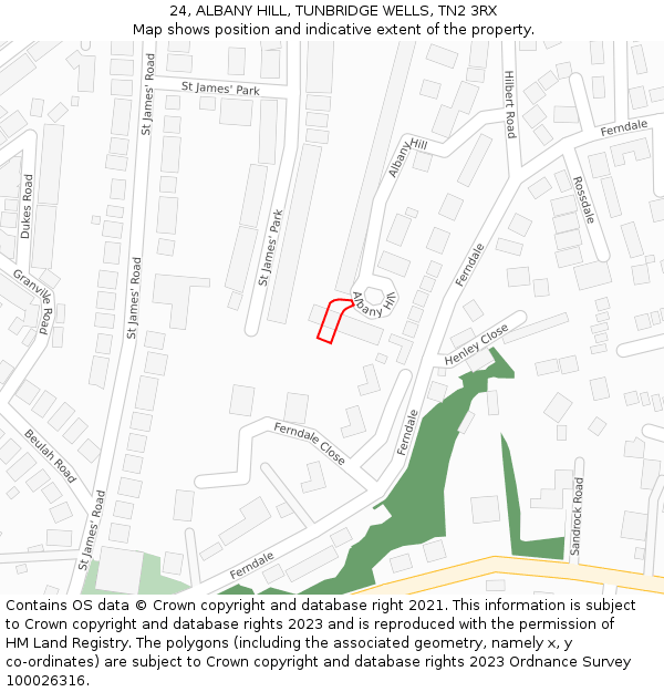 24, ALBANY HILL, TUNBRIDGE WELLS, TN2 3RX: Location map and indicative extent of plot