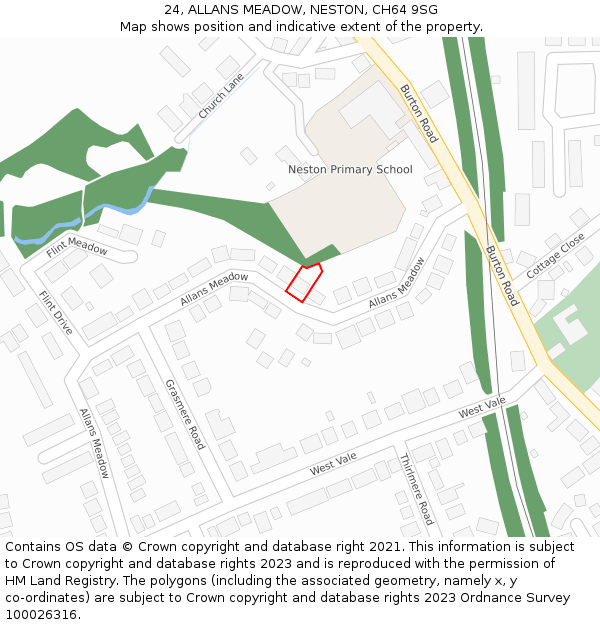 24, ALLANS MEADOW, NESTON, CH64 9SG: Location map and indicative extent of plot