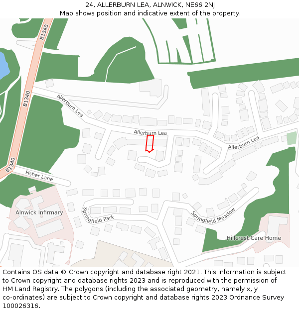 24, ALLERBURN LEA, ALNWICK, NE66 2NJ: Location map and indicative extent of plot