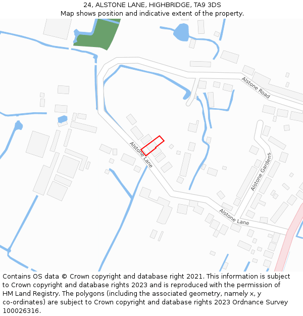 24, ALSTONE LANE, HIGHBRIDGE, TA9 3DS: Location map and indicative extent of plot