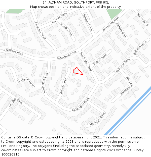 24, ALTHAM ROAD, SOUTHPORT, PR8 6XL: Location map and indicative extent of plot