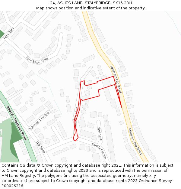 24, ASHES LANE, STALYBRIDGE, SK15 2RH: Location map and indicative extent of plot