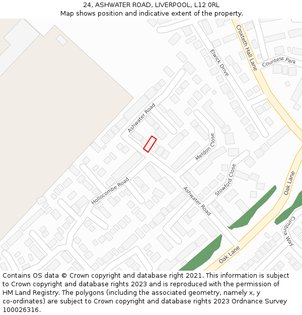 24, ASHWATER ROAD, LIVERPOOL, L12 0RL: Location map and indicative extent of plot