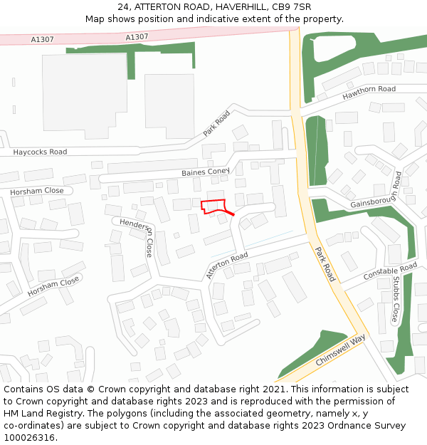 24, ATTERTON ROAD, HAVERHILL, CB9 7SR: Location map and indicative extent of plot