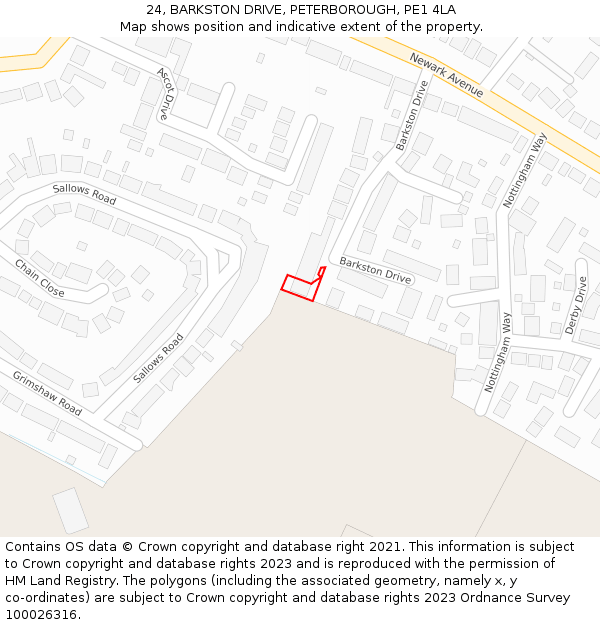 24, BARKSTON DRIVE, PETERBOROUGH, PE1 4LA: Location map and indicative extent of plot