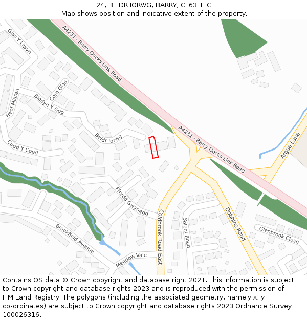 24, BEIDR IORWG, BARRY, CF63 1FG: Location map and indicative extent of plot