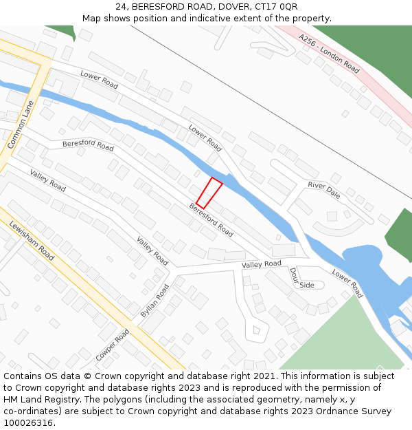 24, BERESFORD ROAD, DOVER, CT17 0QR: Location map and indicative extent of plot