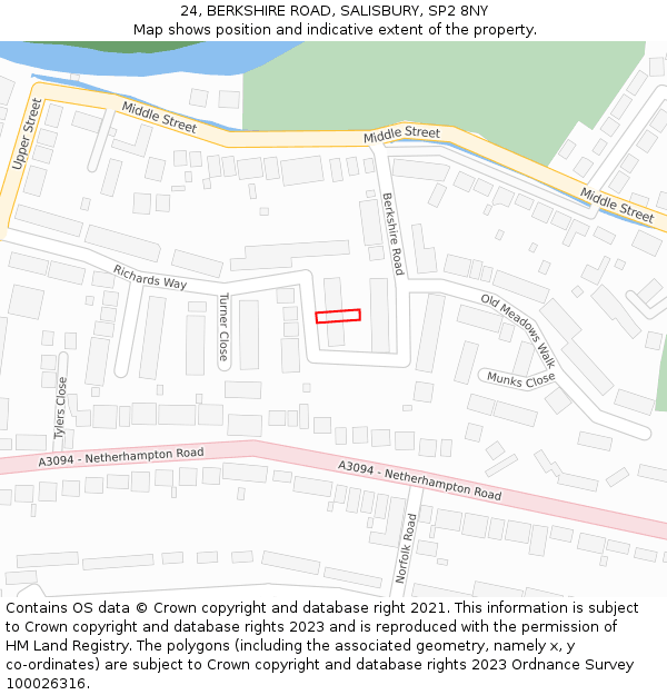 24, BERKSHIRE ROAD, SALISBURY, SP2 8NY: Location map and indicative extent of plot