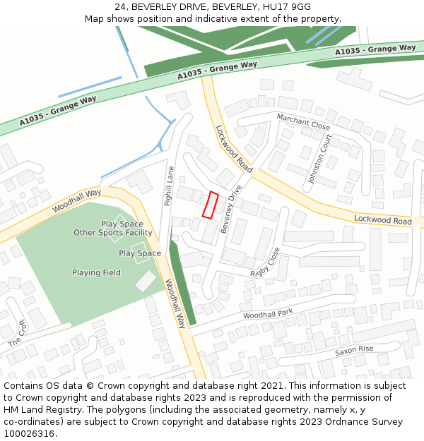 24, BEVERLEY DRIVE, BEVERLEY, HU17 9GG: Location map and indicative extent of plot