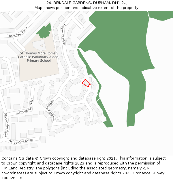 24, BIRKDALE GARDENS, DURHAM, DH1 2UJ: Location map and indicative extent of plot
