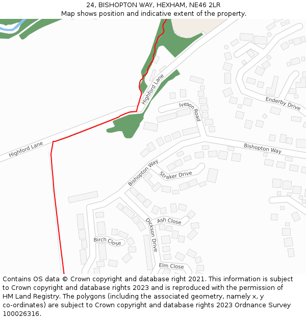 24, BISHOPTON WAY, HEXHAM, NE46 2LR: Location map and indicative extent of plot