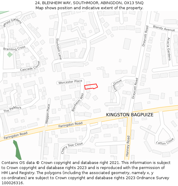 24, BLENHEIM WAY, SOUTHMOOR, ABINGDON, OX13 5NQ: Location map and indicative extent of plot