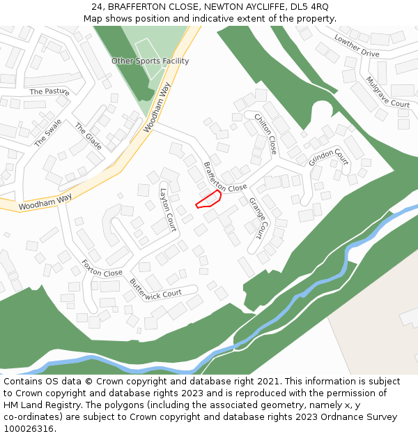 24, BRAFFERTON CLOSE, NEWTON AYCLIFFE, DL5 4RQ: Location map and indicative extent of plot