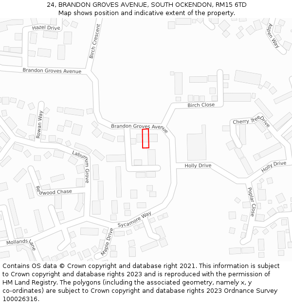 24, BRANDON GROVES AVENUE, SOUTH OCKENDON, RM15 6TD: Location map and indicative extent of plot