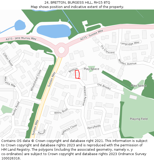 24, BRETTON, BURGESS HILL, RH15 8TQ: Location map and indicative extent of plot