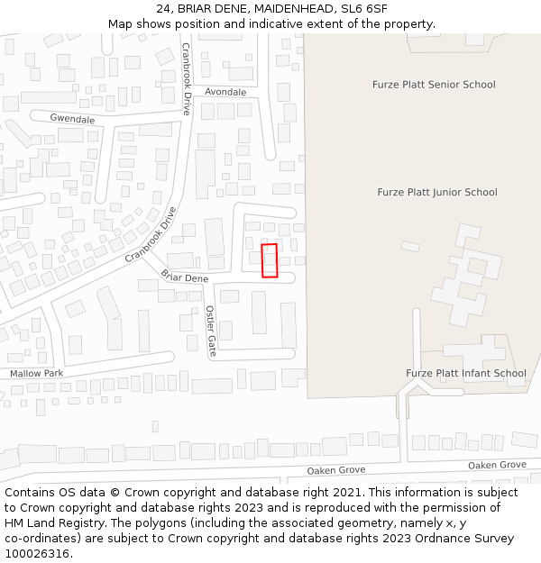 24, BRIAR DENE, MAIDENHEAD, SL6 6SF: Location map and indicative extent of plot
