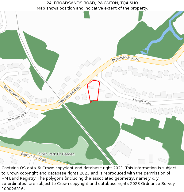 24, BROADSANDS ROAD, PAIGNTON, TQ4 6HQ: Location map and indicative extent of plot