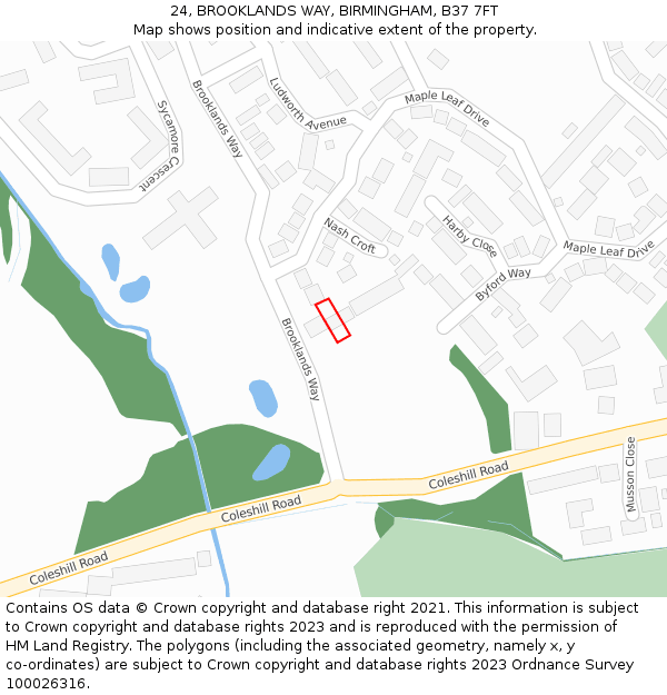 24, BROOKLANDS WAY, BIRMINGHAM, B37 7FT: Location map and indicative extent of plot