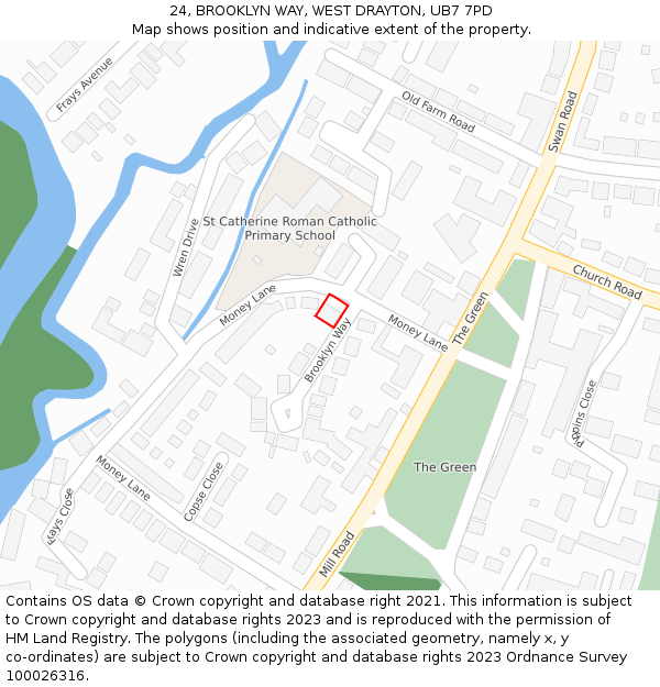 24, BROOKLYN WAY, WEST DRAYTON, UB7 7PD: Location map and indicative extent of plot