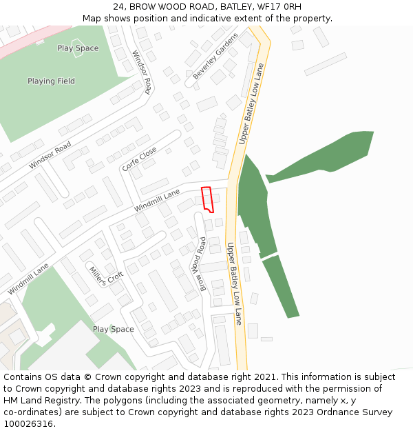 24, BROW WOOD ROAD, BATLEY, WF17 0RH: Location map and indicative extent of plot