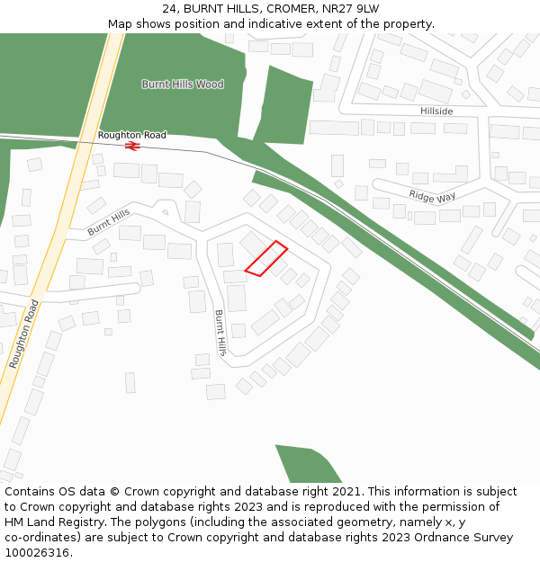 24, BURNT HILLS, CROMER, NR27 9LW: Location map and indicative extent of plot