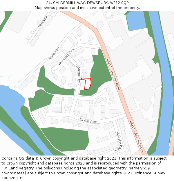 24, CALDERMILL WAY, DEWSBURY, WF12 9QP: Location map and indicative extent of plot