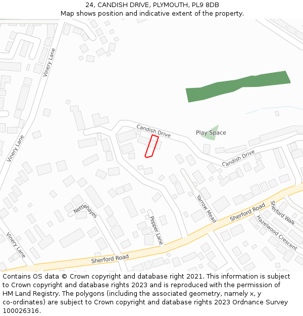 24, CANDISH DRIVE, PLYMOUTH, PL9 8DB: Location map and indicative extent of plot