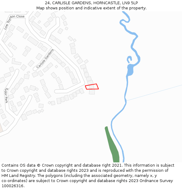 24, CARLISLE GARDENS, HORNCASTLE, LN9 5LP: Location map and indicative extent of plot