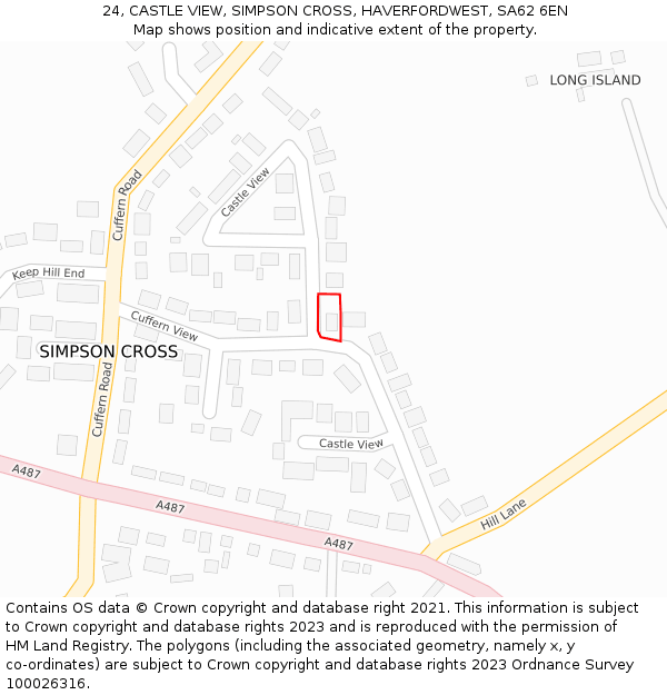 24, CASTLE VIEW, SIMPSON CROSS, HAVERFORDWEST, SA62 6EN: Location map and indicative extent of plot