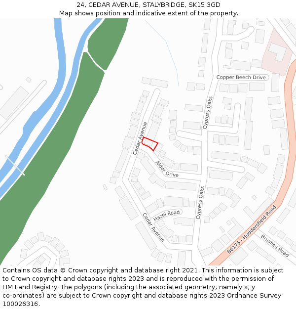 24, CEDAR AVENUE, STALYBRIDGE, SK15 3GD: Location map and indicative extent of plot