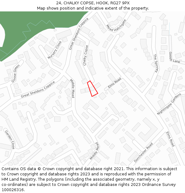 24, CHALKY COPSE, HOOK, RG27 9PX: Location map and indicative extent of plot