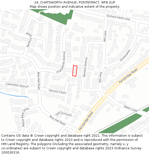 24, CHATSWORTH AVENUE, PONTEFRACT, WF8 2UP: Location map and indicative extent of plot