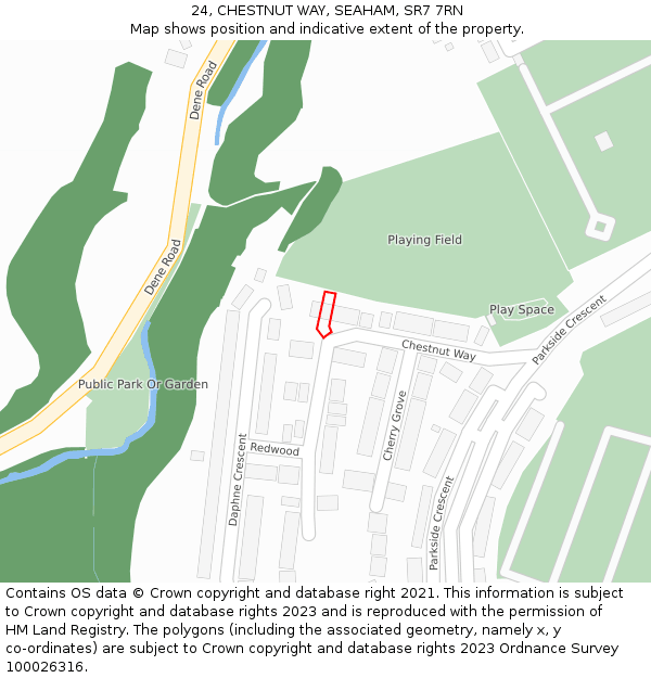 24, CHESTNUT WAY, SEAHAM, SR7 7RN: Location map and indicative extent of plot
