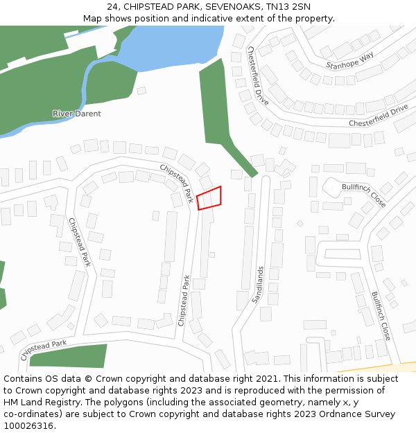24, CHIPSTEAD PARK, SEVENOAKS, TN13 2SN: Location map and indicative extent of plot